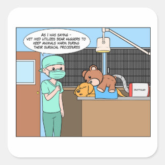 Carré Sticker de chirurgie à hugger d'ours vétérinaire