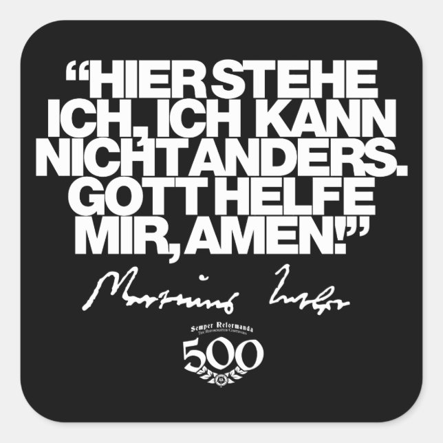 Carré Sticker de citation Luther du 500e anniversaire de (Devant)