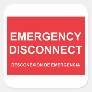 Carré Sticker de déconnexion d'urgence avec sous-titre e