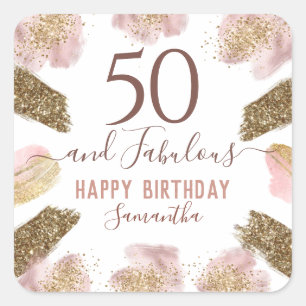 Carré Sticker de fête d'anniversaire 50 et fabuleux