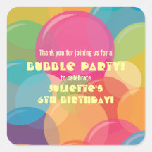 Sticker de fête d'anniversaire de bulle colorée