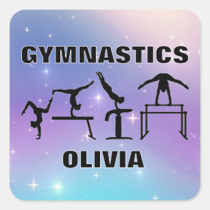 Carré Sticker de gymnastique violet turquoise