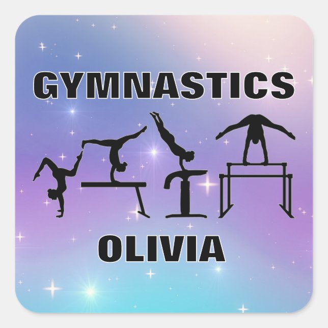 Carré Sticker de gymnastique violet turquoise (Devant)