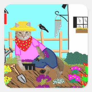 Carré Sticker de jardinage Sam Le Cat