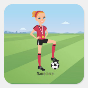 Carré Sticker de jeu de soccer pour fille