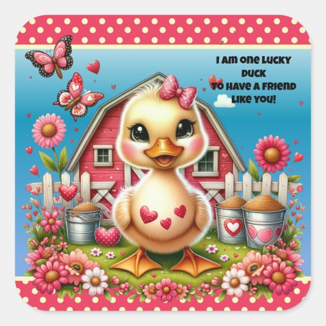 Carré Sticker de jour pour canard Valentines (Devant)