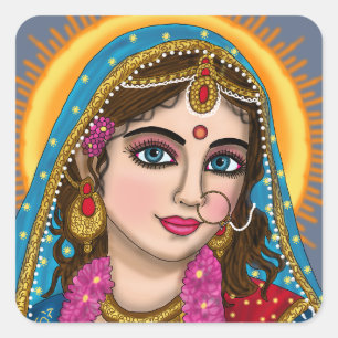 Carré Sticker de la déesse Radha   Radha Sp Divin Hindu 