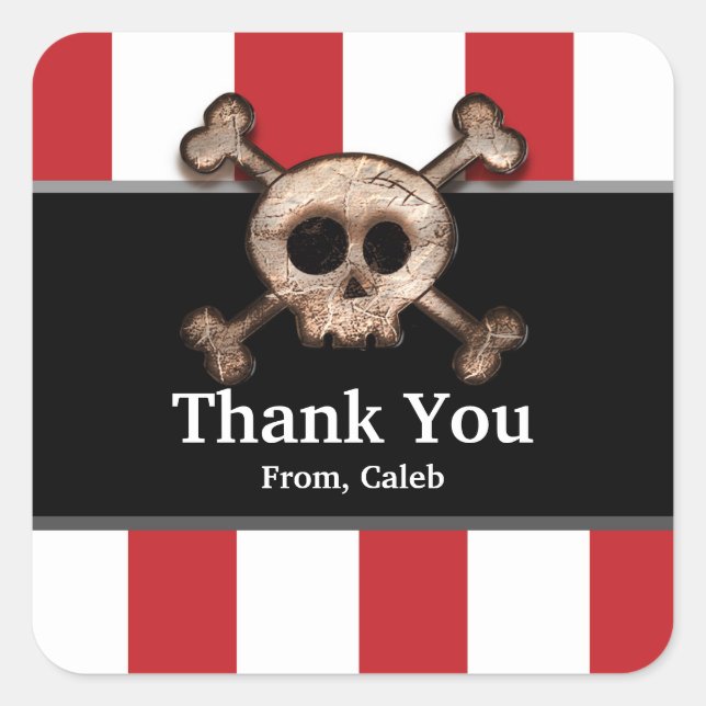 Carré Sticker de la partie pirate des os crâniens désesp (Devant)