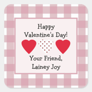 Carré Sticker de la Saint Valentin avec Plaid rose