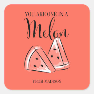 Carré Sticker de la Saint Valentin Melon Fruit Funny
