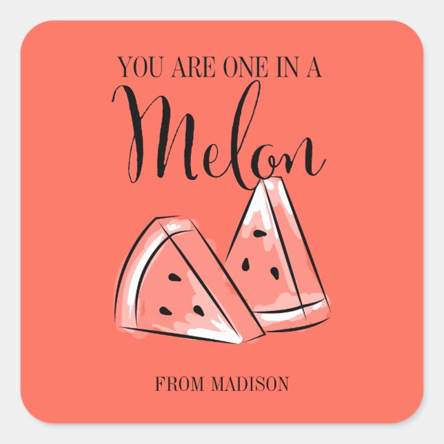 Carré Sticker de la Saint Valentin Melon Fruit Funny (Devant)
