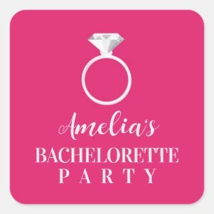 Carré Sticker de la soirée de bachelorette rose Zebra