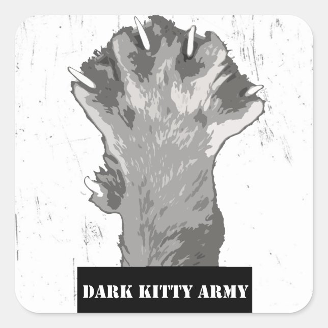 Carré Sticker de l'armée de Kitty foncé blanc (Devant)