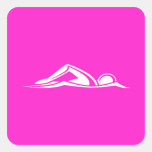 Carré Sticker de logo de natation rose