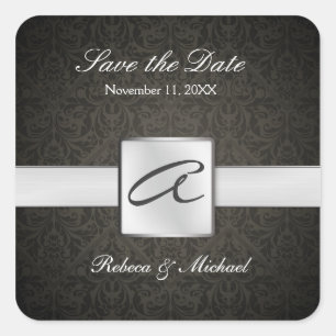 Carré Sticker de mariage monographie Damas élégant