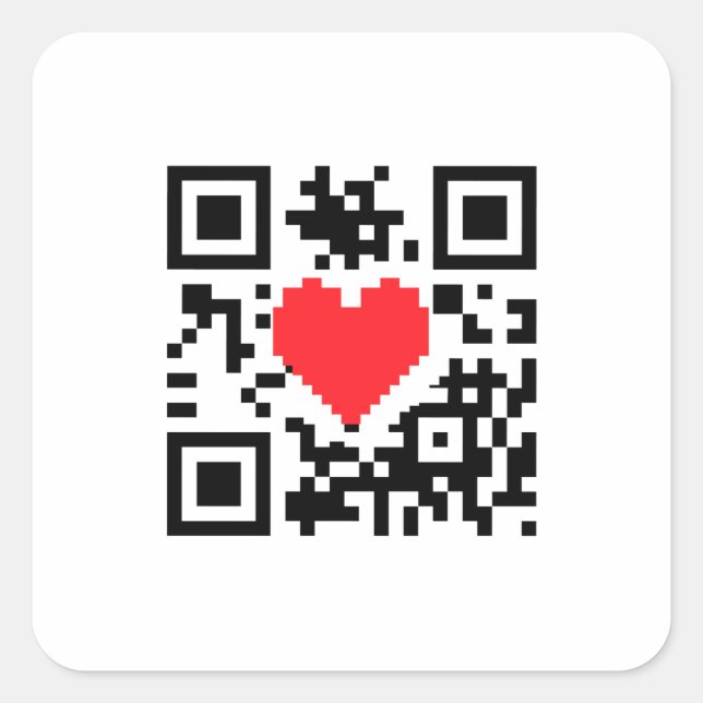 Carré Sticker de message d'amour du coeur du code QR (Devant)