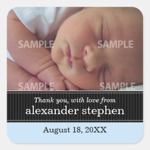 Carré Sticker de message pour bébé Pinstripe Ribbon