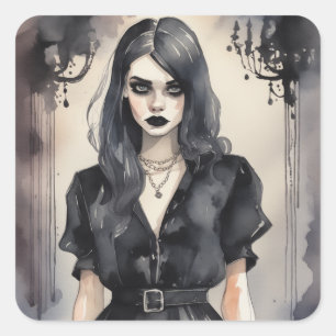 Carré Sticker de mode vintage gothique LBD