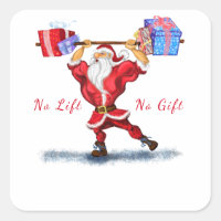 Sticker de Noël Bodybuilder Père Noël avec cadeaux