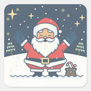 Carré Sticker de Noël du Père Noël joyeux