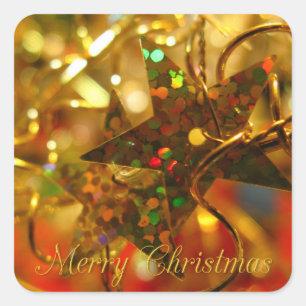 Carré Sticker de Noël Gold & Red Parties scintillant Sta