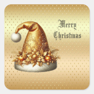 Carré Sticker de Noël Gold Santa Hat