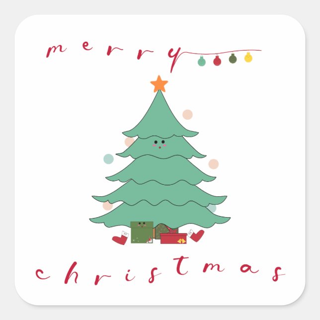 Carré Sticker de Noël Kawaii (Devant)