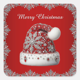 Carré Sticker de Noël Red Santa Hat