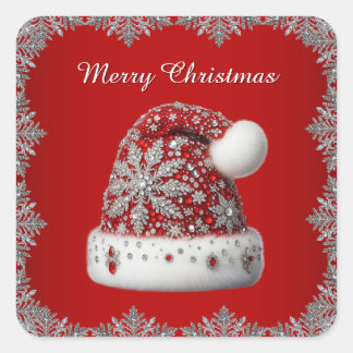 Carré Sticker de Noël Red Santa Hat