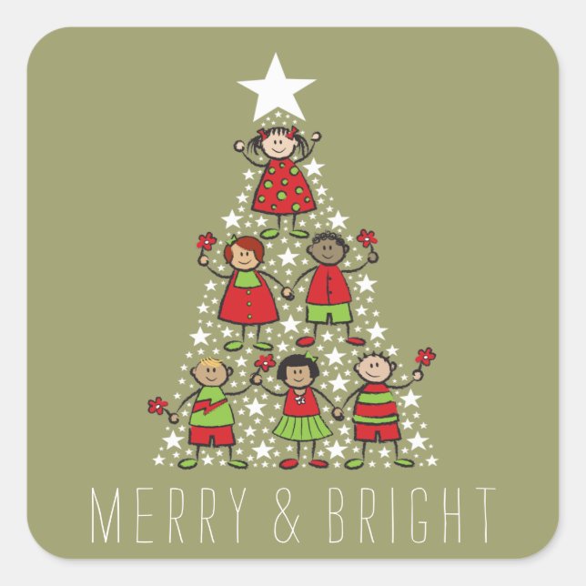 Carré Sticker de Noël Sparkings pour enfants (Devant)