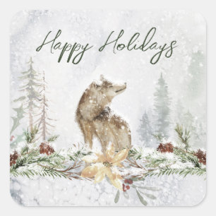 Carré Sticker de Noël Wolf Woodland