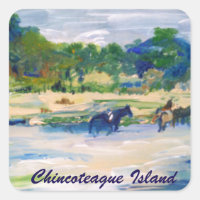Sticker de peinture hippique de l'île Chincoteague