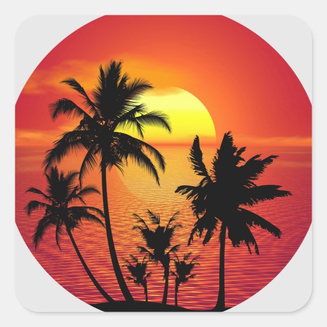 Carré Sticker de plage Palm Trees (Devant)