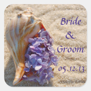 Carré Sticker de préférence de mariage de plage : Sea Sh