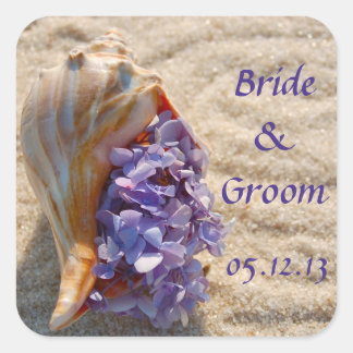 Carré Sticker de préférence de mariage de plage : Sea Sh