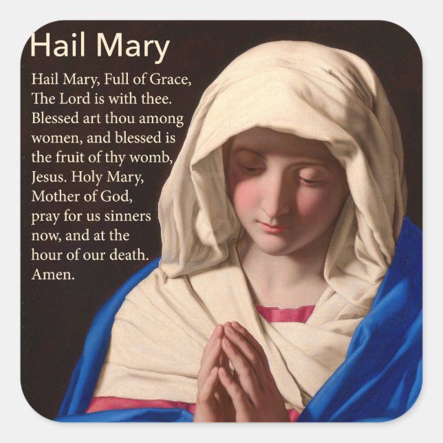 Carré Sticker de prière Hail Mary (Devant)