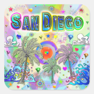 Carré Sticker de rêve profond de San Diego