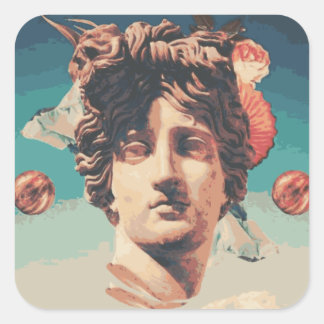 Carré Sticker de statue esthétique Vaporwave