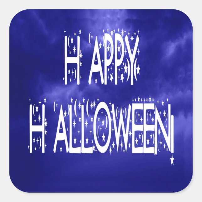 Carré Sticker de texte Halloween bleu nuit (Devant)