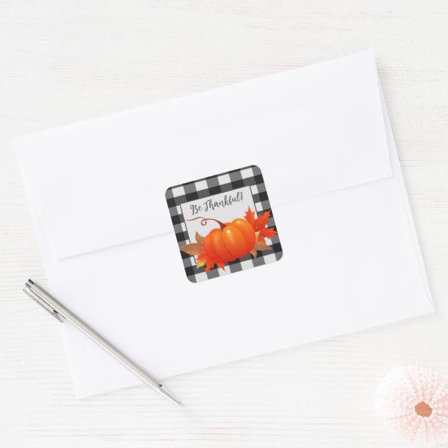 Carré Sticker de Thanksgiving Citrouille Buffalo (Enveloppe)