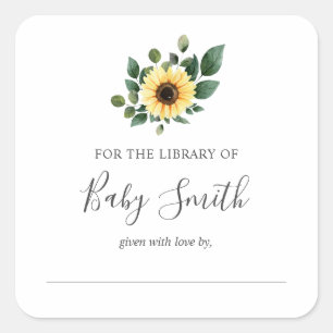 Carré Sticker de tournesol plaque baby shower