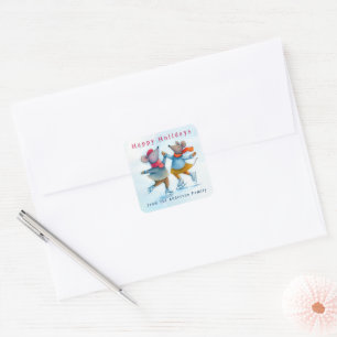 Carré Sticker de vacances pour glace mignon patineur d'a