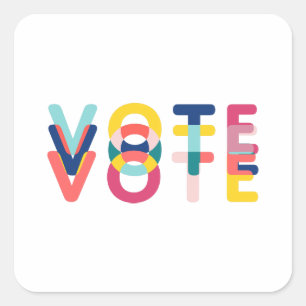 Carré Sticker de vote moderne en arc-en-ciel