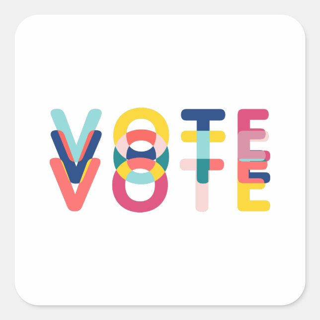 Carré Sticker de vote moderne en arc-en-ciel (Devant)
