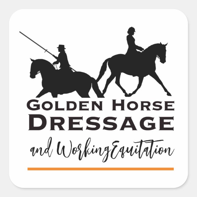 Carré Sticker d'équitation de Cheval d'or et d'équitatio (Devant)