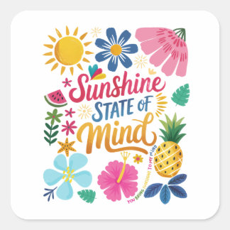 Carré Sticker d'état d'esprit Sunshine