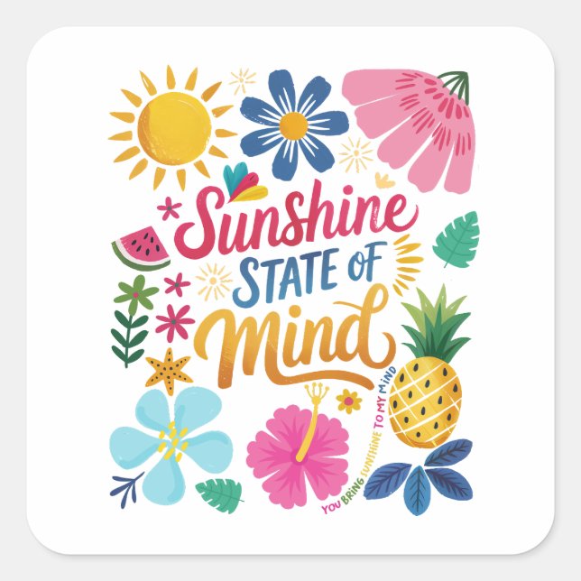 Carré Sticker d'état d'esprit Sunshine (Devant)