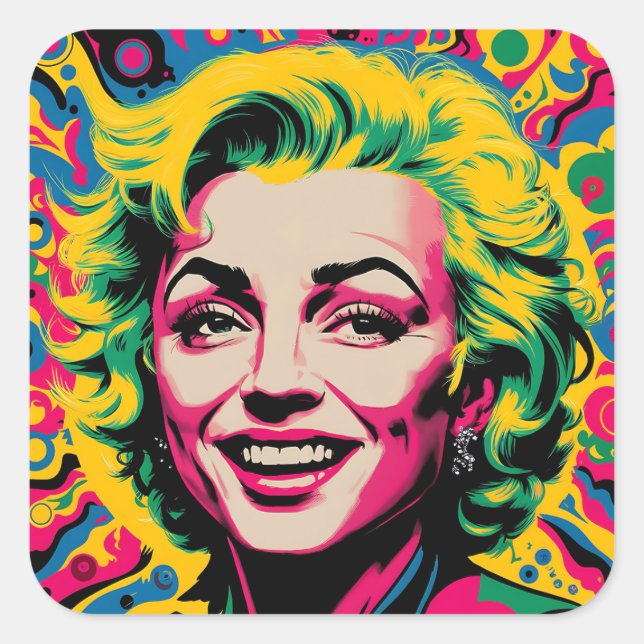 Carré Sticker d'icône pop art (Devant)