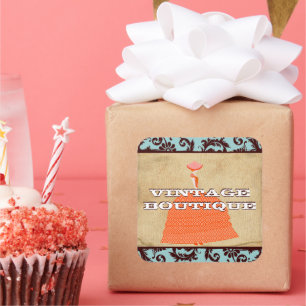 Carré Sticker Diva Mode Orange Retro Dots