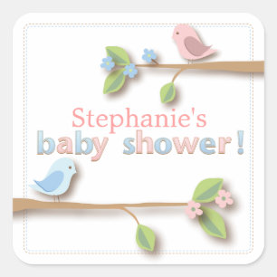 Carré Sticker Douche pour bébé rose et bleu doux Birdie